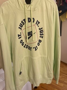 Nike Light Green Pullover Hoodie with Navy Logo